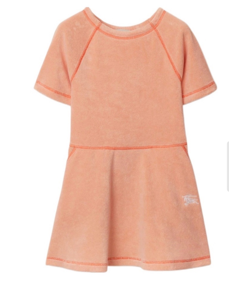 Burberry Kids Peach Velour Terry Cloth Dress - Size 6y 116cm - Knight Log